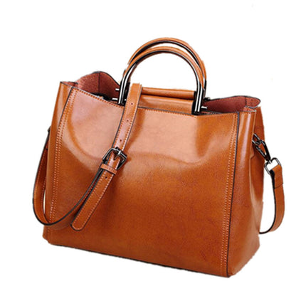 Genuine leather women's bag cowhide handbag shoulder bag outdoor casual big bag handbag.bag