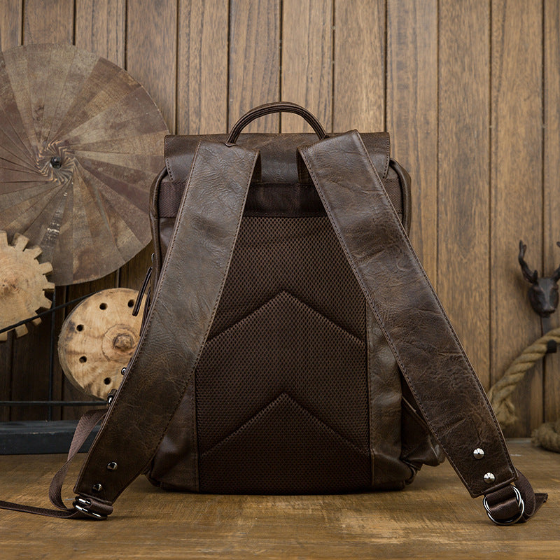 Men's backpack original design handmade cowhide genuine leather Korean fashion casual individuality school style bag for men 