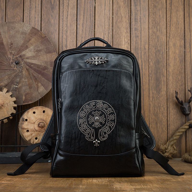 Men's Rucksack Genuine Cowhide Leather Handmade Original Unique Fashion Travel Bag for Men 