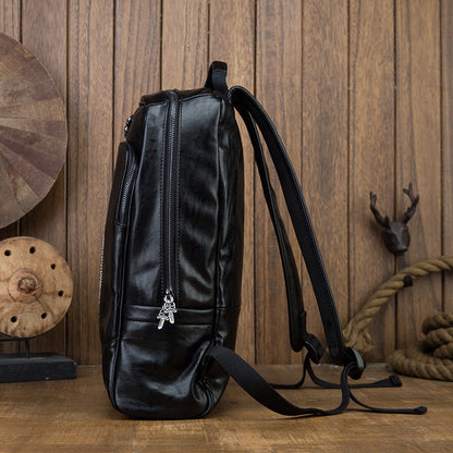 Men's Rucksack Genuine Cowhide Leather Handmade Original Unique Fashion Travel Bag for Men 