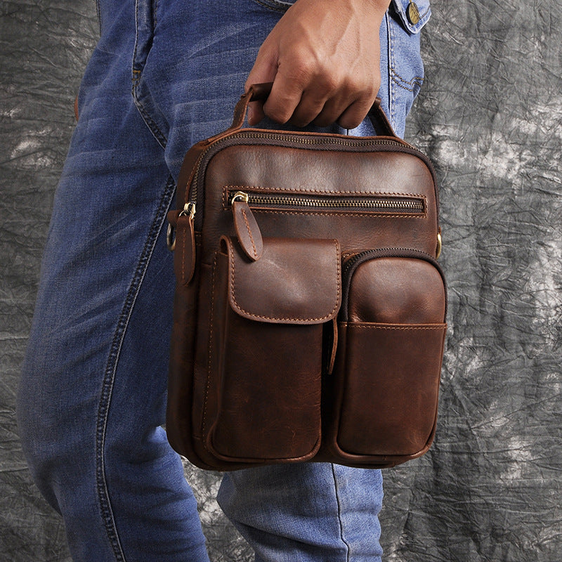 Men's shoulder bag Genuine cowhide leather retro crossbody bag for men