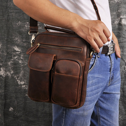 Men's shoulder bag Genuine cowhide leather retro crossbody bag for men