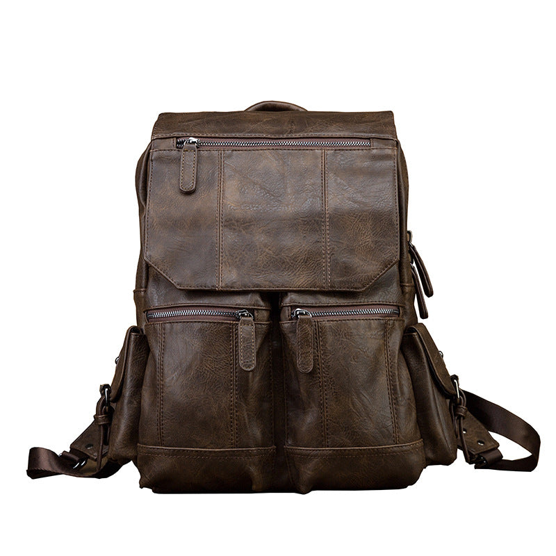 Men's backpack original design handmade cowhide genuine leather Korean fashion casual individuality school style bag for men 