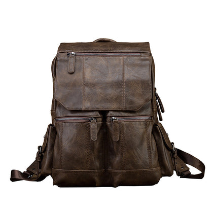 Men's backpack original design handmade cowhide genuine leather Korean fashion casual individuality school style bag for men 