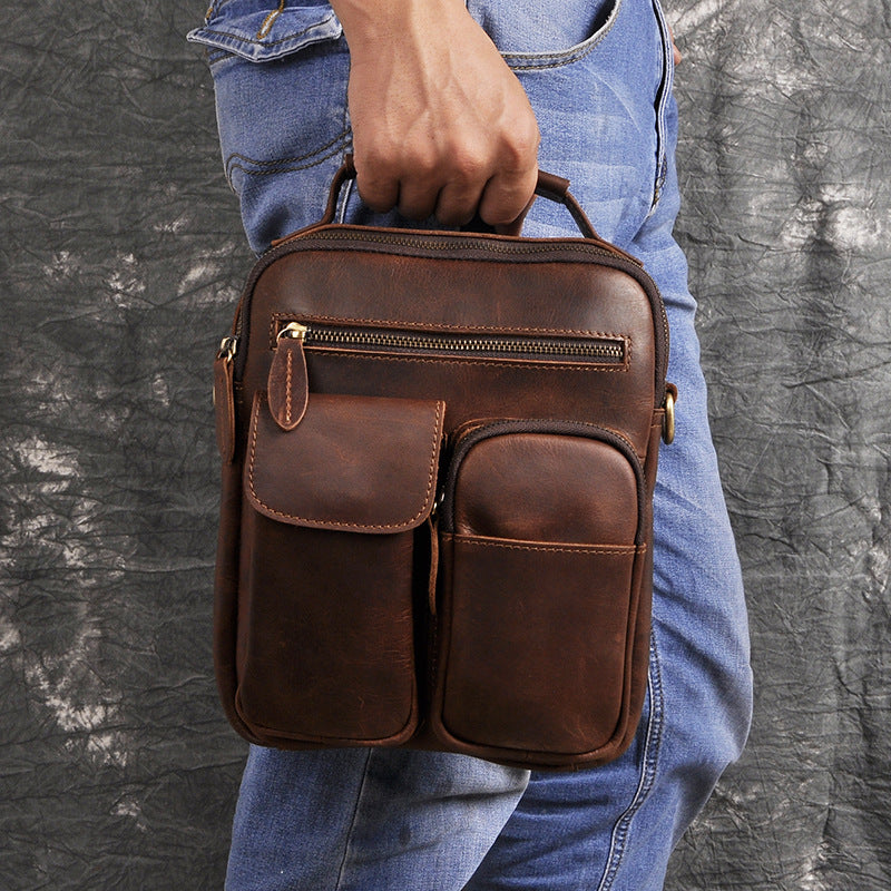 Men's shoulder bag Genuine cowhide leather retro crossbody bag for men