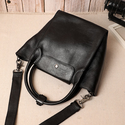 Women's bag handmade genuine leather large capacity retro handbag top cowhide casual shoulder bag handbag.bag