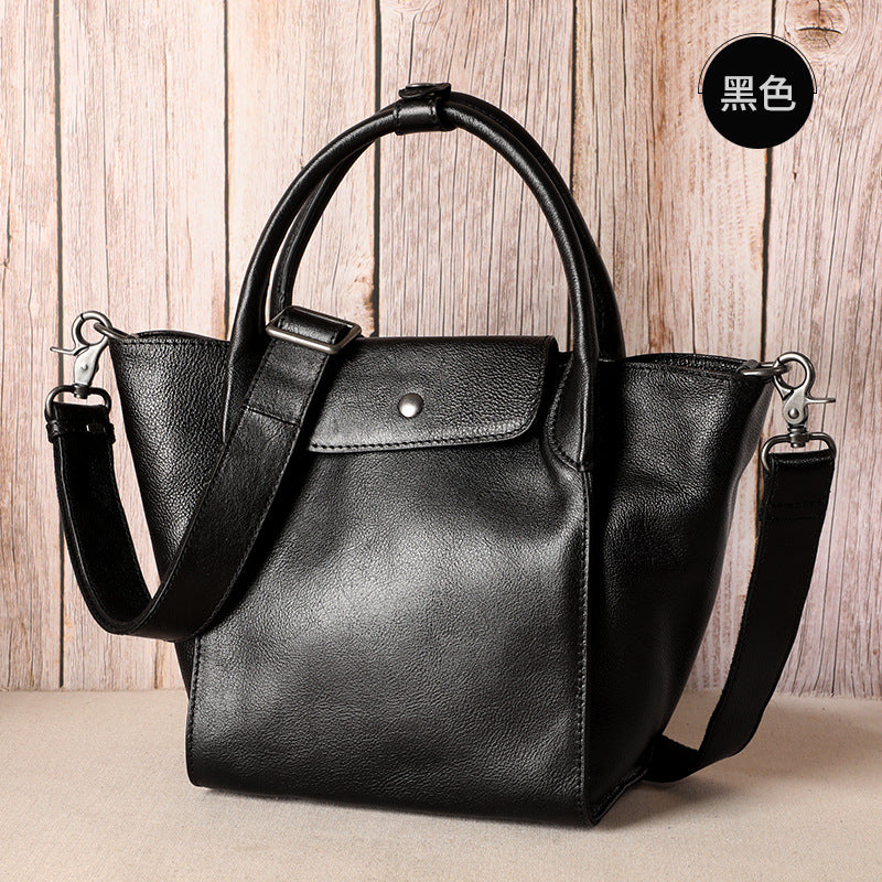 Women's bag handmade genuine leather large capacity retro handbag top cowhide casual shoulder bag handbag.bag