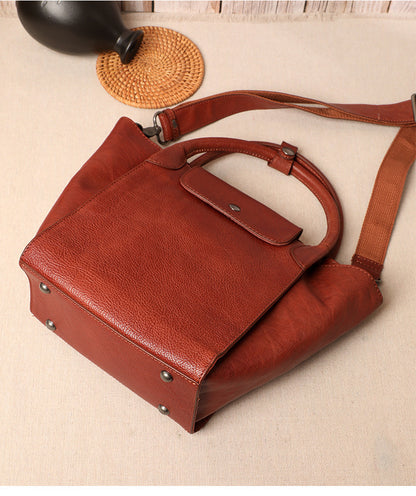 Women's bag handmade genuine leather large capacity retro handbag top cowhide casual shoulder bag handbag.bag