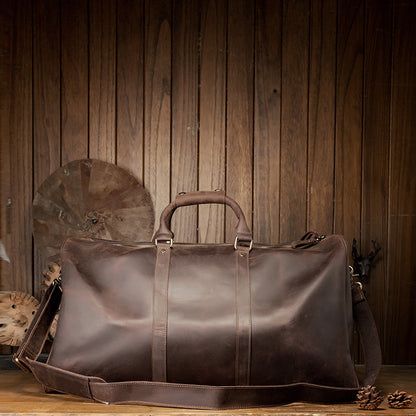 Men's handbag, large size, large capacity, genuine cowhide leather, Crazy Horse men's travel bag 