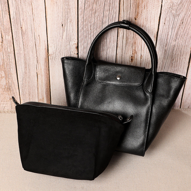 Women's bag handmade genuine leather large capacity retro handbag top cowhide casual shoulder bag handbag.bag