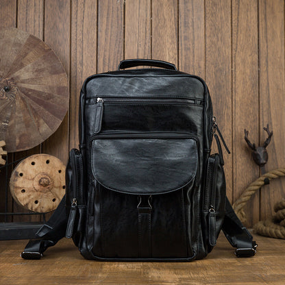 Men's Backpack Original Handcrafted Genuine Cowhide Leather Large Capacity Casual Fashion Travel Bag for Men 