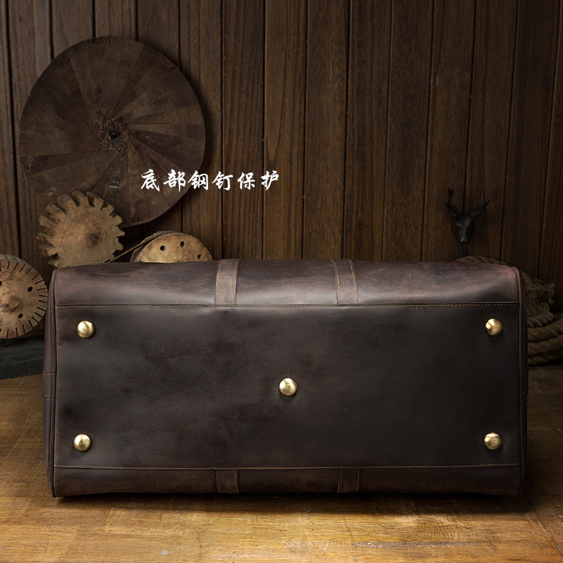 Men's handbag, large size, large capacity, genuine cowhide leather, Crazy Horse men's travel bag 