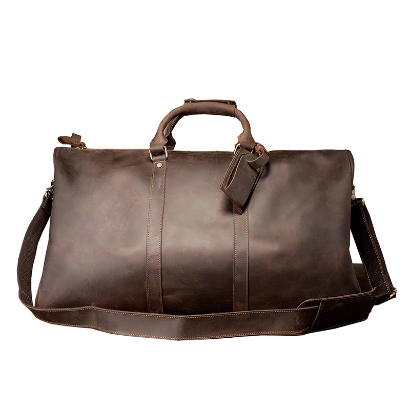 Men's handbag, large size, large capacity, genuine cowhide leather, Crazy Horse men's travel bag 