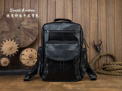 Men's Backpack Original Handcrafted Genuine Cowhide Leather Large Capacity Casual Fashion Travel Bag for Men 