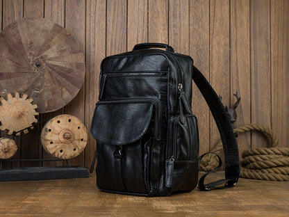 Men's Backpack Original Handcrafted Genuine Cowhide Leather Large Capacity Casual Fashion Travel Bag for Men 