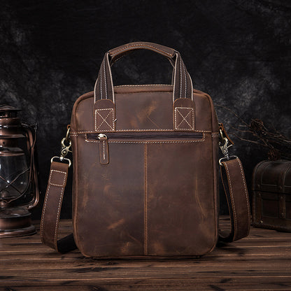 Men's Shoulder Bag Genuine Cowhide Leather Retro Men's Crossbody Bag 