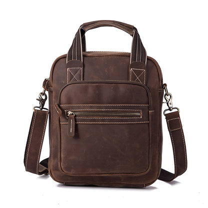 Men's Shoulder Bag Genuine Cowhide Leather Retro Men's Crossbody Bag 