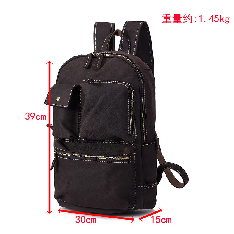 Men's backpack cowhide genuine leather retro large capacity outdoor computer bag for men