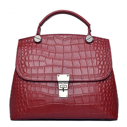 Ladies bag genuine leather handbag top with cowhide crocodile pattern fashion shoulder bag commuting OL handbag.bag