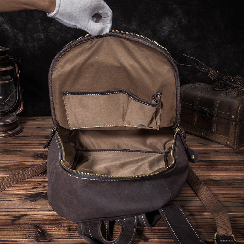 Men's backpack cowhide genuine leather retro large capacity outdoor computer bag for men