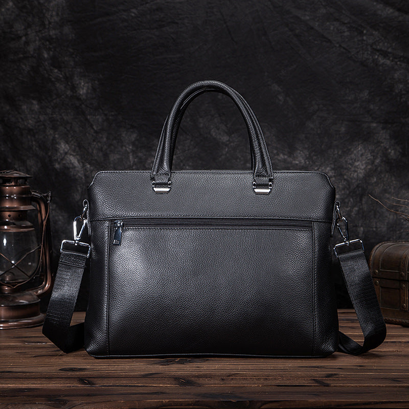 Men's Briefcase Handbag Cowhide Genuine Leather Business Men's Computer Bag 