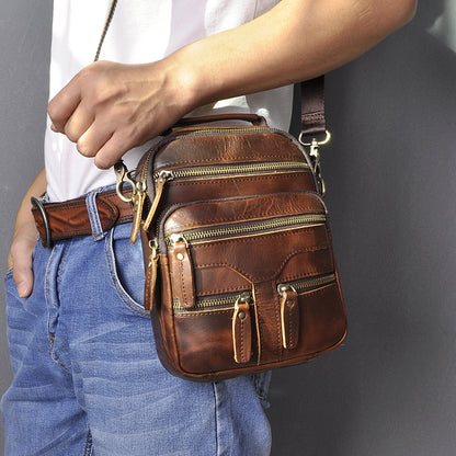 Men's Shoulder Bag Cowhide Genuine Leather Retro Travel Outdoor Men Crossbody Bag