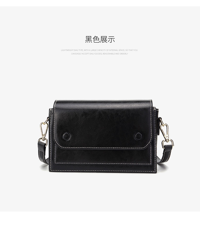 Genuine Leather Women's Bag Fashion Color Matching Crossbody Bag Square Bag Broadband Shoulder Bag.Pochette