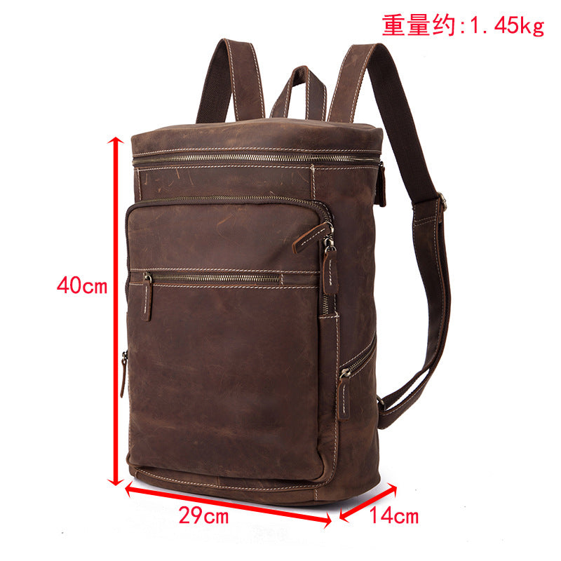 Men's Backpack Cowhide Genuine Leather Large Capacity Retro Outdoor Men Computer Bag