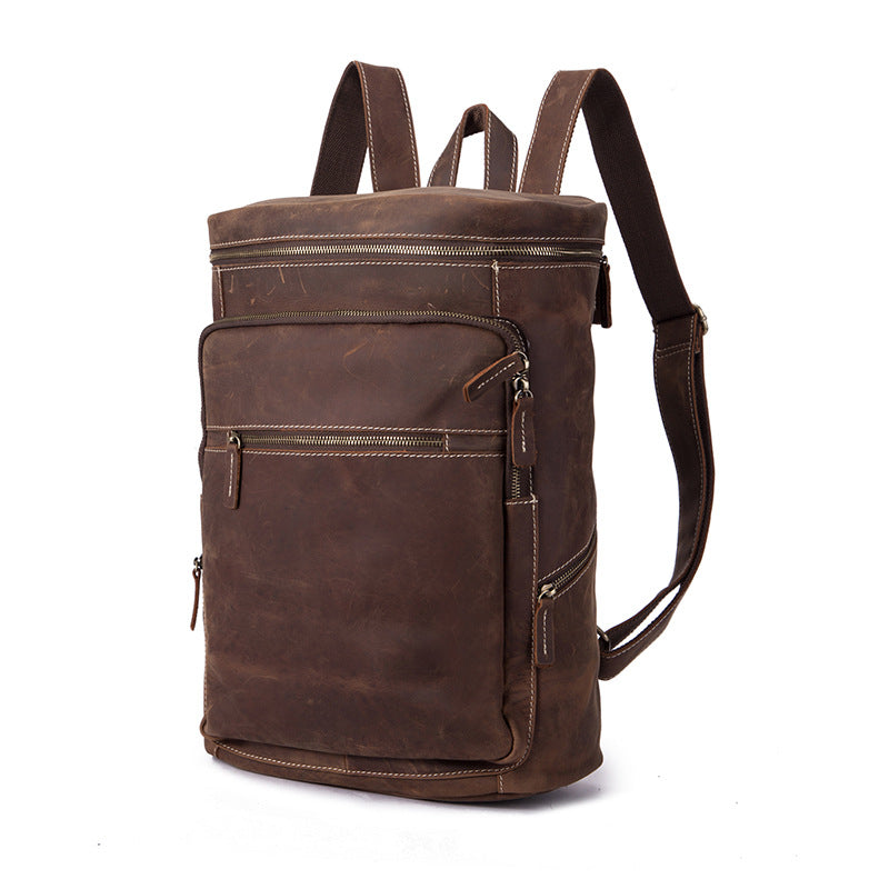 Men's Backpack Cowhide Genuine Leather Large Capacity Retro Outdoor Men Computer Bag