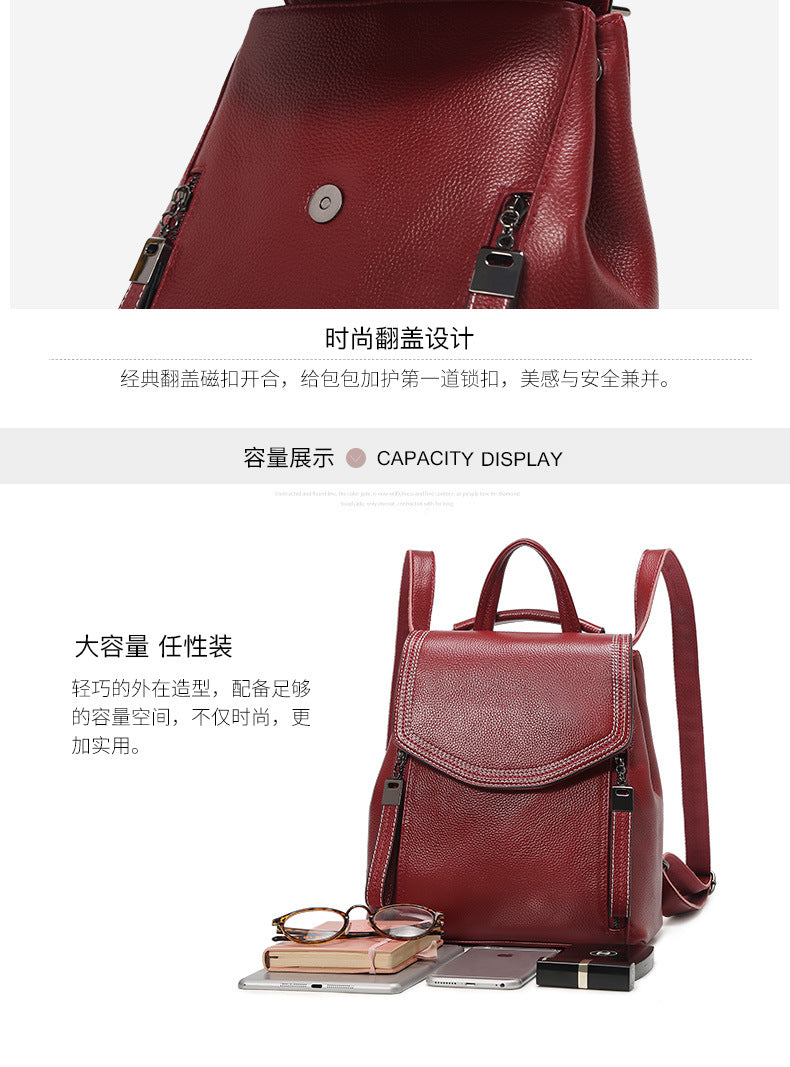 Ladies genuine leather bag multifunctional fashion bag shoulder bag casual rucksack