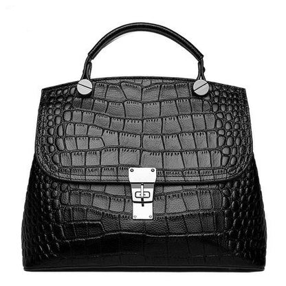 Ladies bag genuine leather handbag top with cowhide crocodile pattern fashion shoulder bag commuting OL handbag.bag