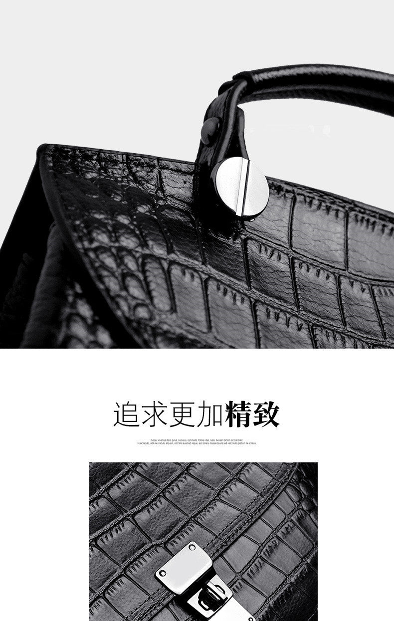 Ladies bag genuine leather handbag top with cowhide crocodile pattern fashion shoulder bag commuting OL handbag.bag