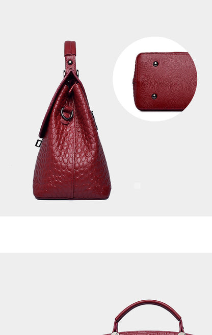 Ladies bag genuine leather handbag top with cowhide crocodile pattern fashion shoulder bag commuting OL handbag.bag