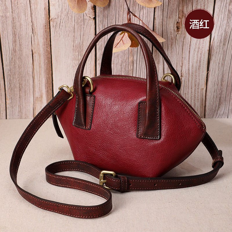 Genuine leather women's bag retro cowhide handbag shoulder bag unique trendy handbag that goes with anything.bag