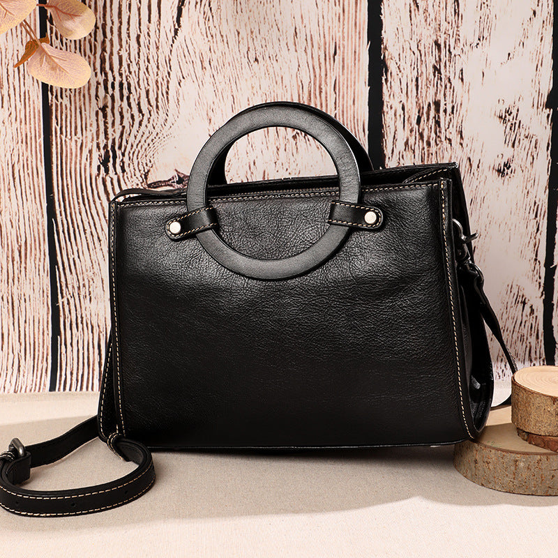 Women's Bag Cowhide Handbag Square Bag Large Capacity Briefcase Shoulder Bag Retro Handbag. Bag