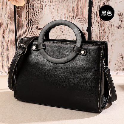 Women's Bag Cowhide Handbag Square Bag Large Capacity Briefcase Shoulder Bag Retro Handbag. Bag