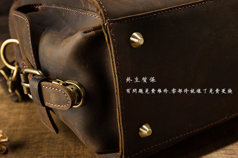 Men's Handbag Handbag Cowskin Genuine Leather Handmade Messenger Bag Crazy Horse Retro Crossbody Shoulder Bag Camera Bag 