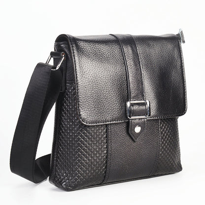 Men's Shoulder Bag Genuine Cowhide Leather Business Casual Crossbody Bag for Men 