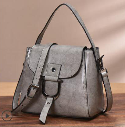 Women's Handbag Retro Genuine Leather Saddle Bag Fashion Shoulder Bag Simple Handbag. Bag