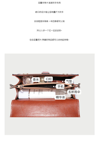 Ladies Genuine Leather Bag Square Bag Fashion Cowhide Accordion Bag Broadband Shoulder Bag.Pochette