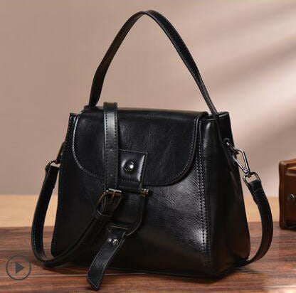 Women's Handbag Retro Genuine Leather Saddle Bag Fashion Shoulder Bag Simple Handbag. Bag