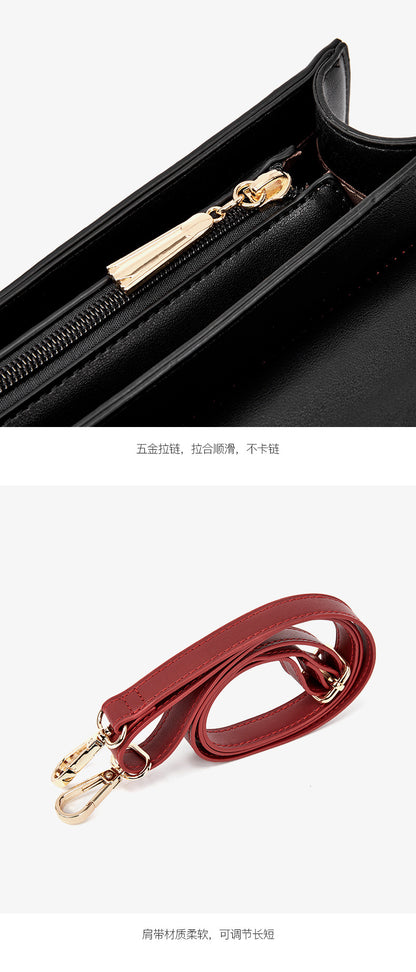 Women's bag Crossbody bag Stylish genuine leather handbag Square bag Color matching Elegant shoulder bag. Pochette