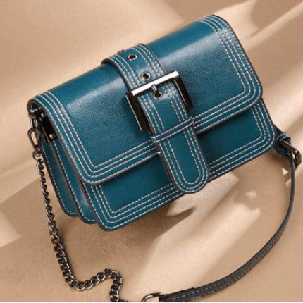 Women's Bag Genuine Leather Chain Bag Fashion Square Bag Simple Retro Elegant Shoulder Bag.Pochette