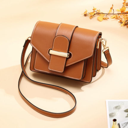 Women's bag fashion crossbody bag cowhide square bag accordion bag that goes with anything shoulder bag. pochette