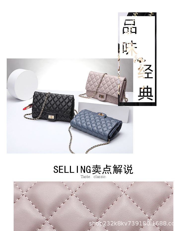 Sheep leather women's bag check chain bag women's bag crossbody bag retro shoulder bag that goes with anything. Pochette