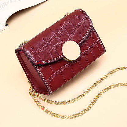 Genuine leather crossbody bag Crocodile pattern women's fashion ins checkered mini shoulder bag that goes with anything. Pochette