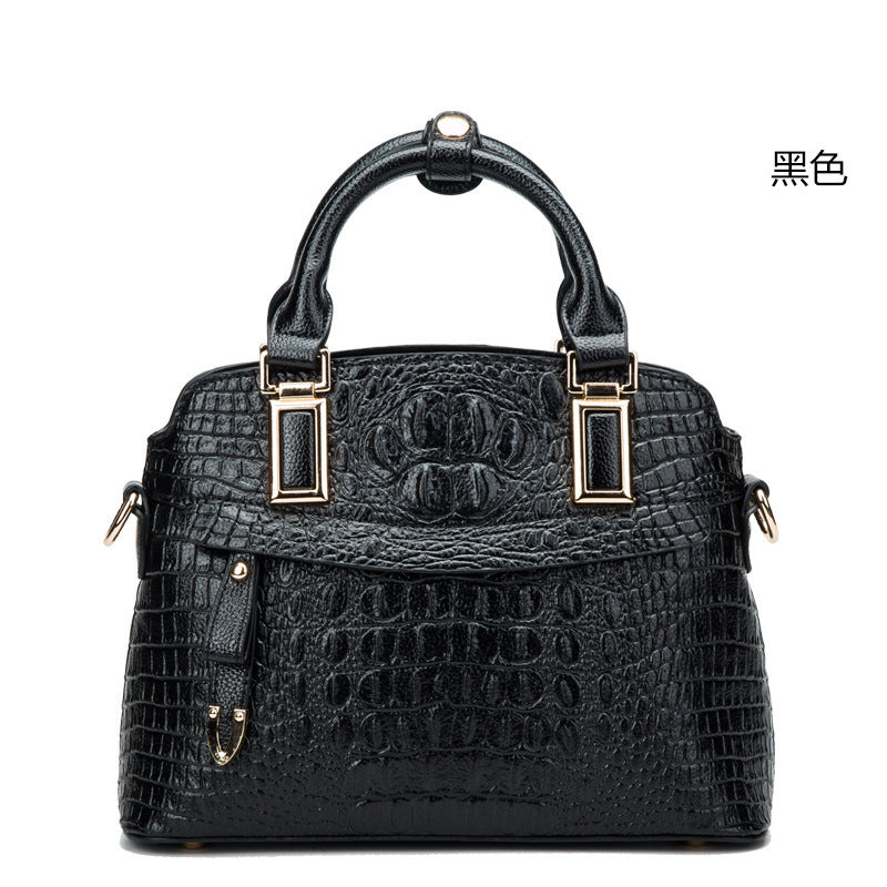 Women's bag Crocodile pattern genuine leather handbag Fashion shoulder bag Cowhide Commuting OL handbag that goes with anything. Bag