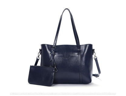 Women's bag Genuine leather tote bag Parent-child bag Retro big bag Simple shoulder bag.Pochette