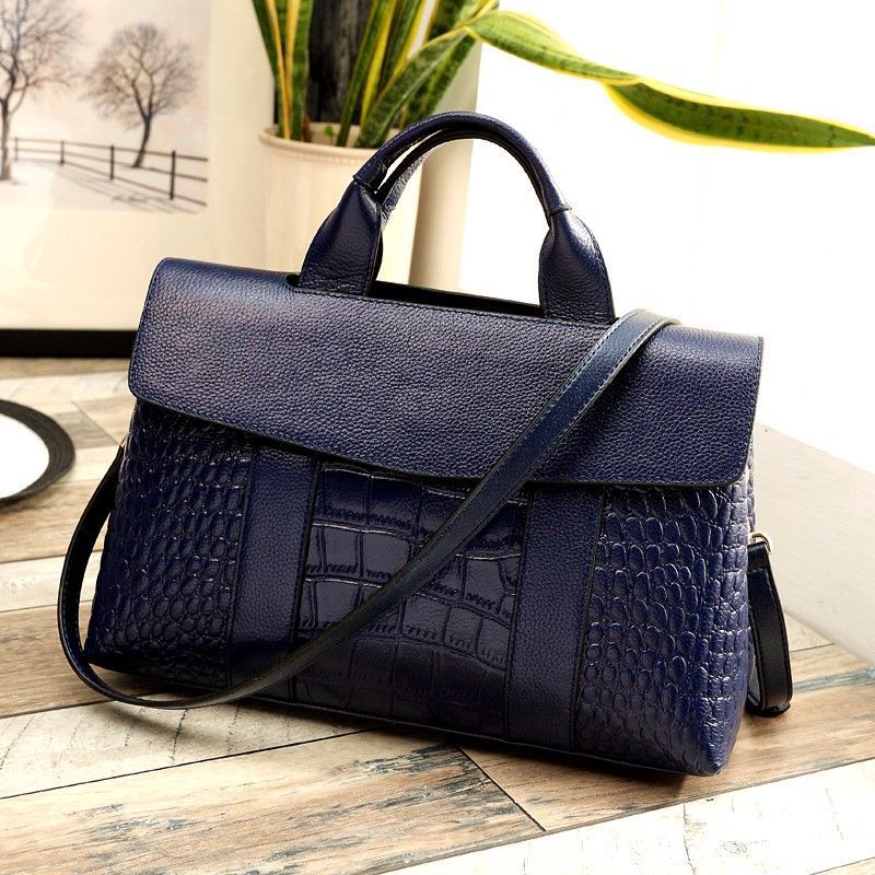 Women's bag Genuine leather crocodile pattern handbag Large capacity fashion Boston bag Shoulder bag Handbag.bag