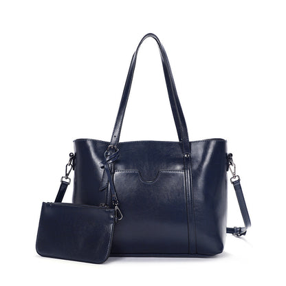 Women's bag Genuine leather tote bag Parent-child bag Retro big bag Simple shoulder bag.Pochette